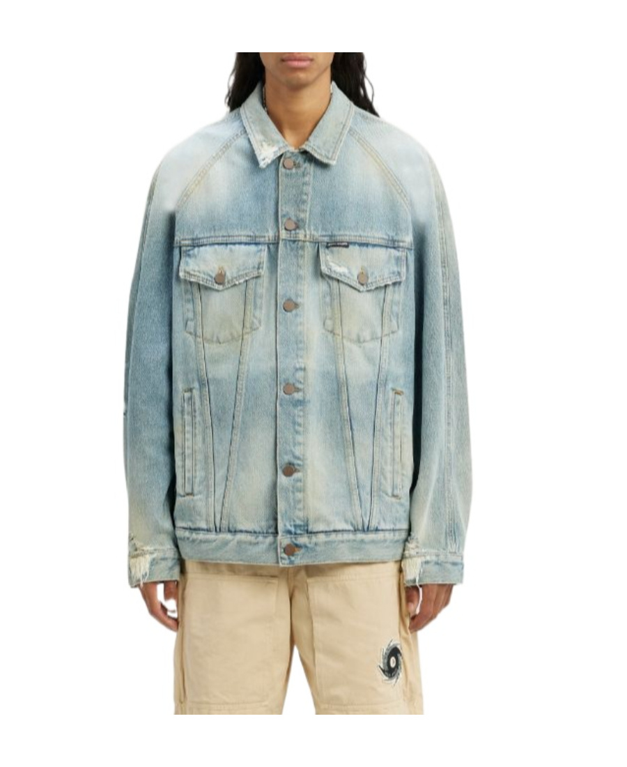 PALM ANGELS PALM ANGELS DISTRESSED LOGO PATCH JACKET