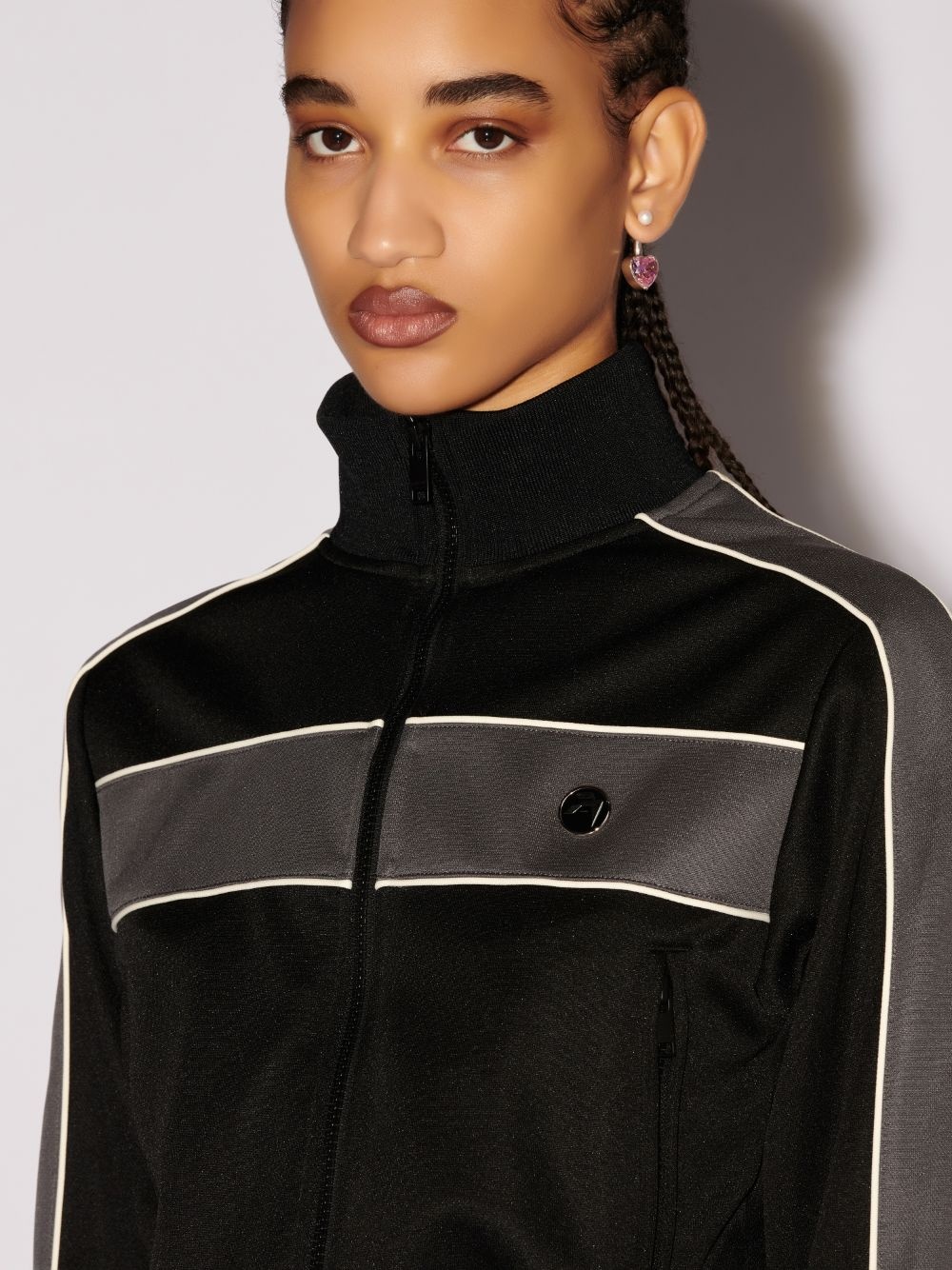 Shop Ambush Zip-up Striped Sweatshirt In Black