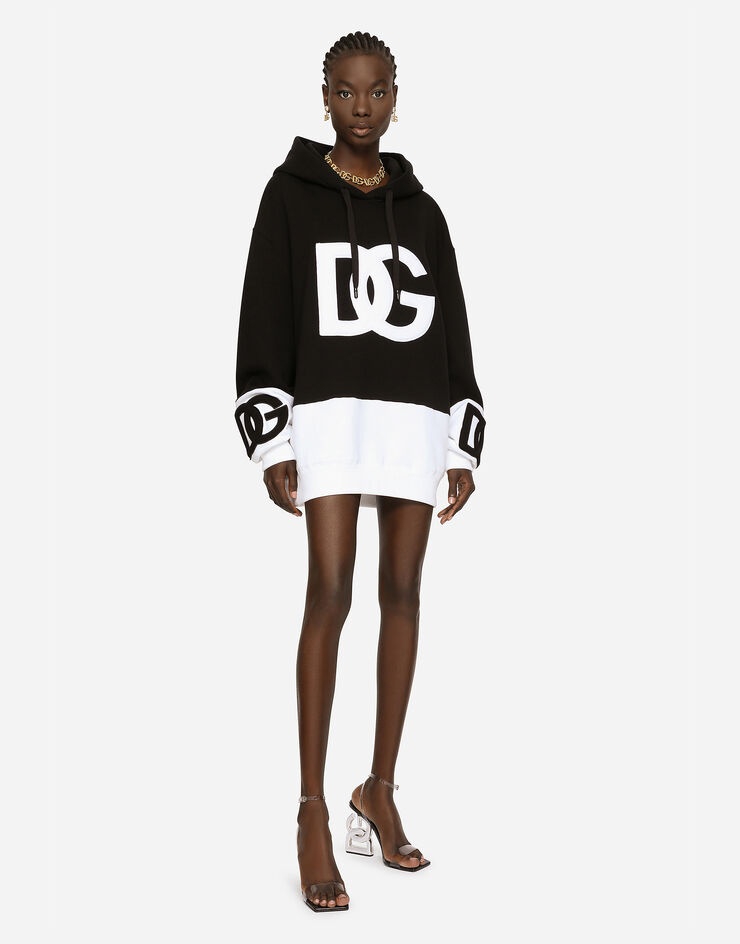 Dolce & Gabbana Dg Logo Colorblocked Hooded Sweatshirt In Black