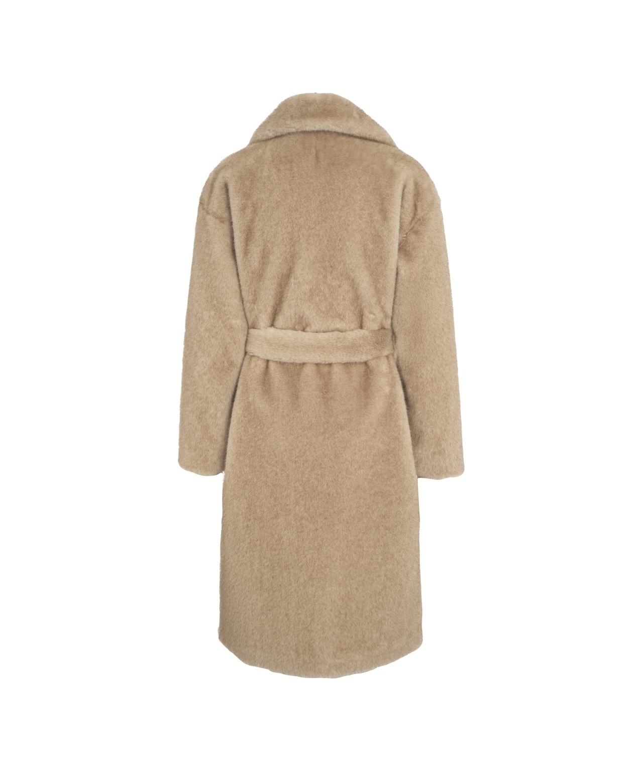 Herno Belted Faux Fur Coat In Brown