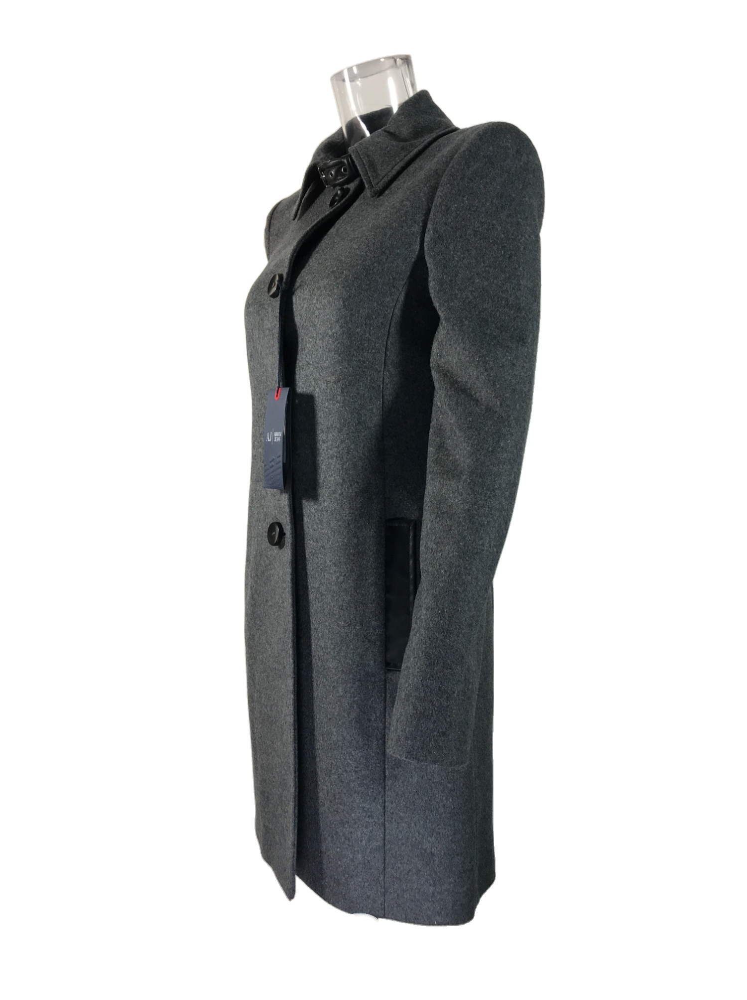 Armani Jeans Long-sleeved Lapel Coat In Black