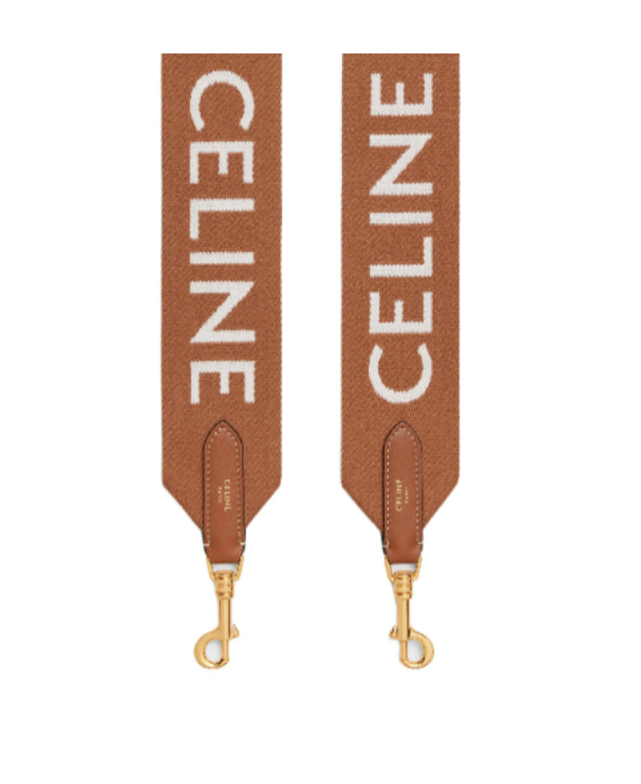 Celine Wool Jacquard Long Shoulder Strap In Brown