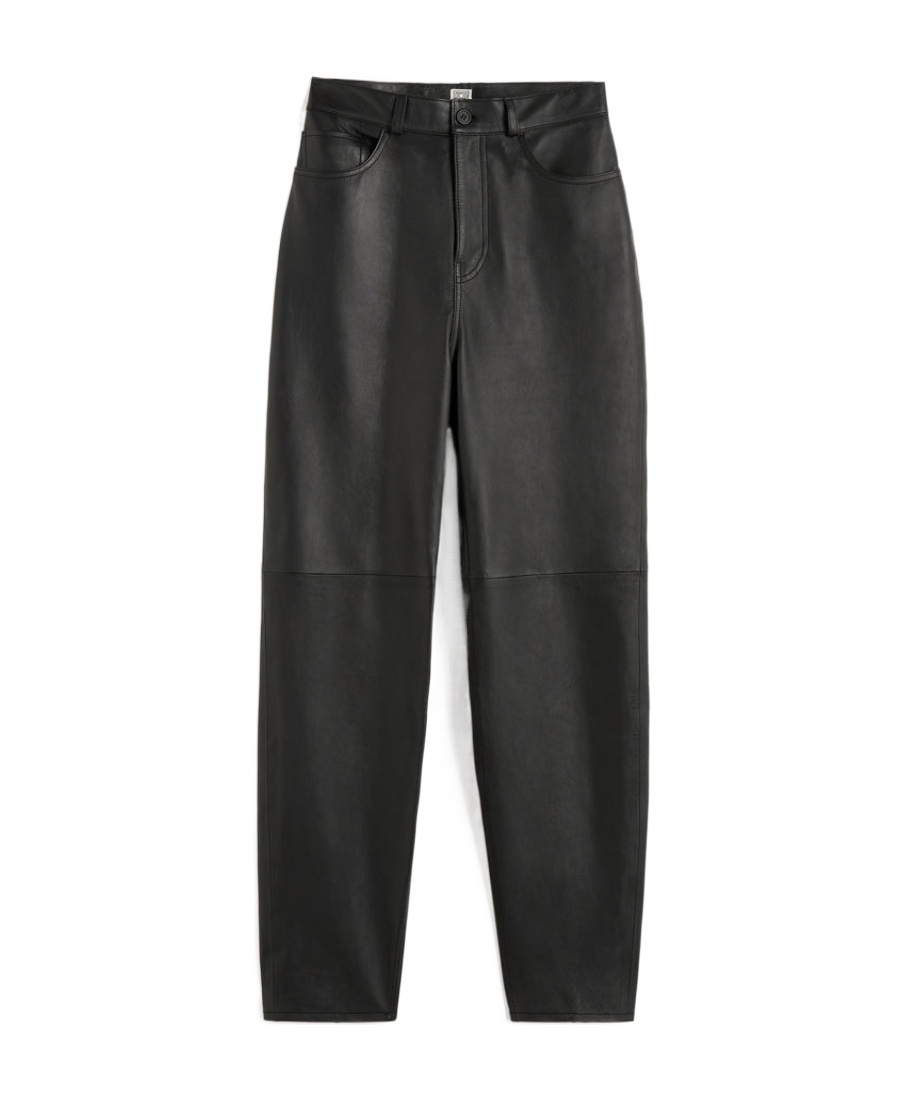 Totême Tapered Leather Trousers In Black