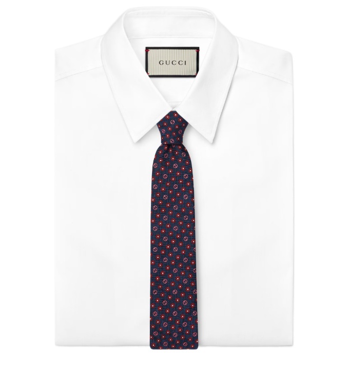 Gucci Silk Jacquard Tie In Blue