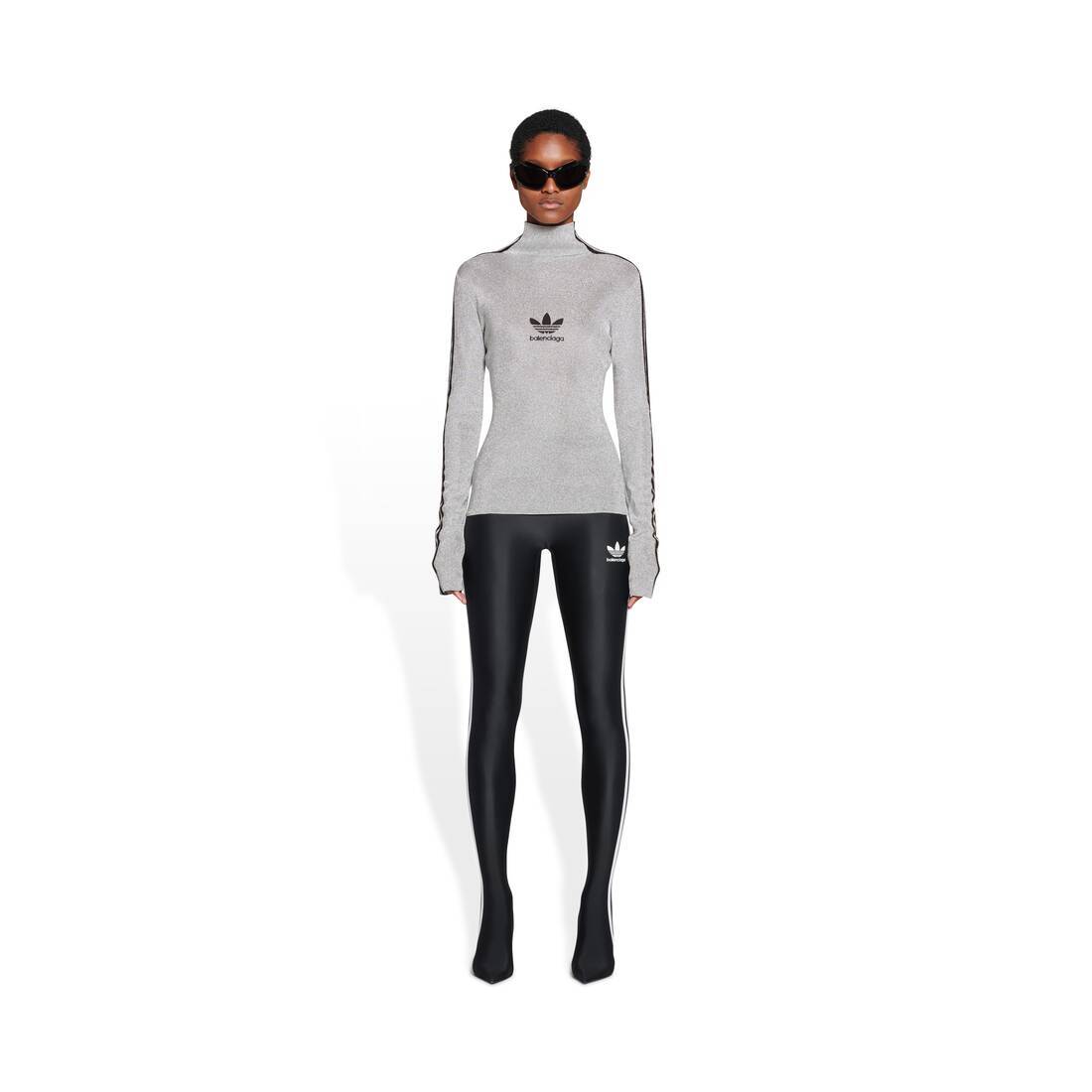 Balenciaga X Adidas Mock-neck Lurex T-shirt In White
