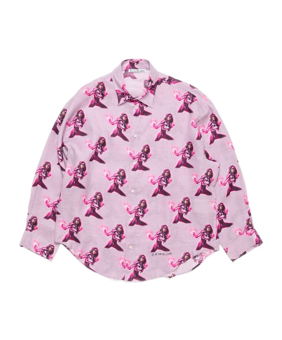 Acne Studios Printed Button-up Shirt In Pink