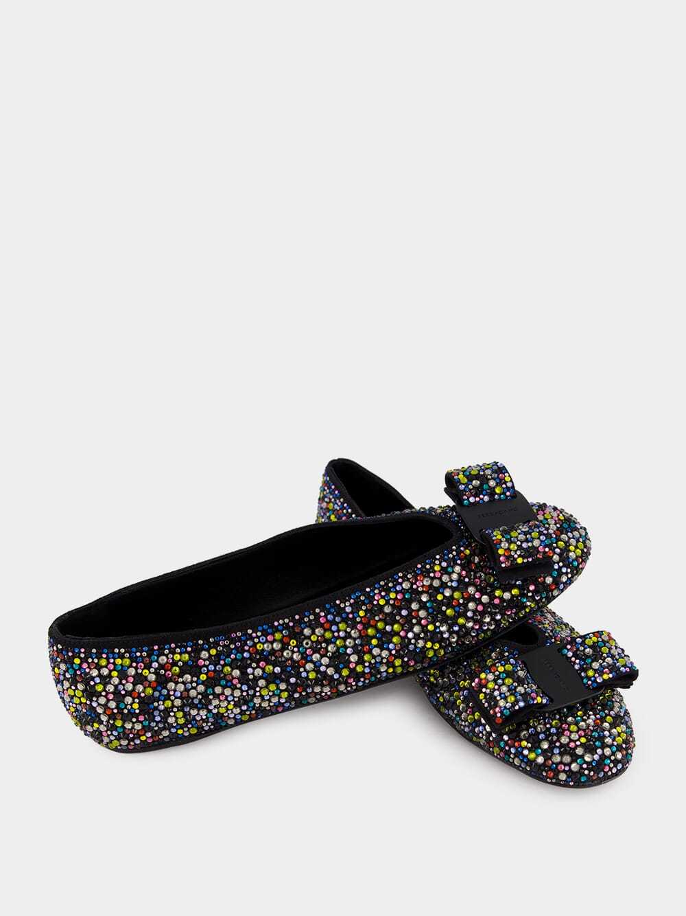 Ferragamo Vara Bow Ballet Shoes In Black