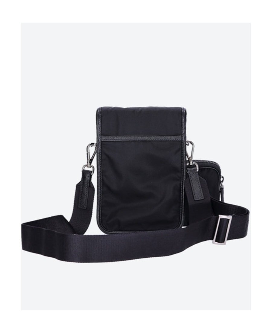 Prada Mens Black Re-nylon Saffiano Leather And Nylon Shoulder Bag In Black