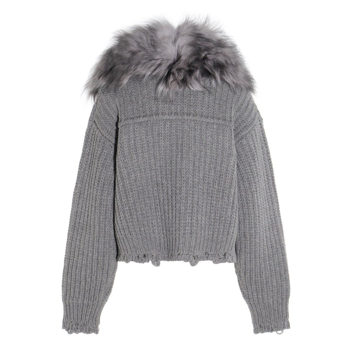 Blumarine Casual Jacket With Faux Fur Collar In Gray