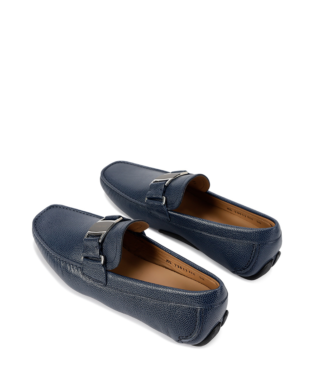Ferragamo Navy Blue Clasp Business Casual Shoes In Black