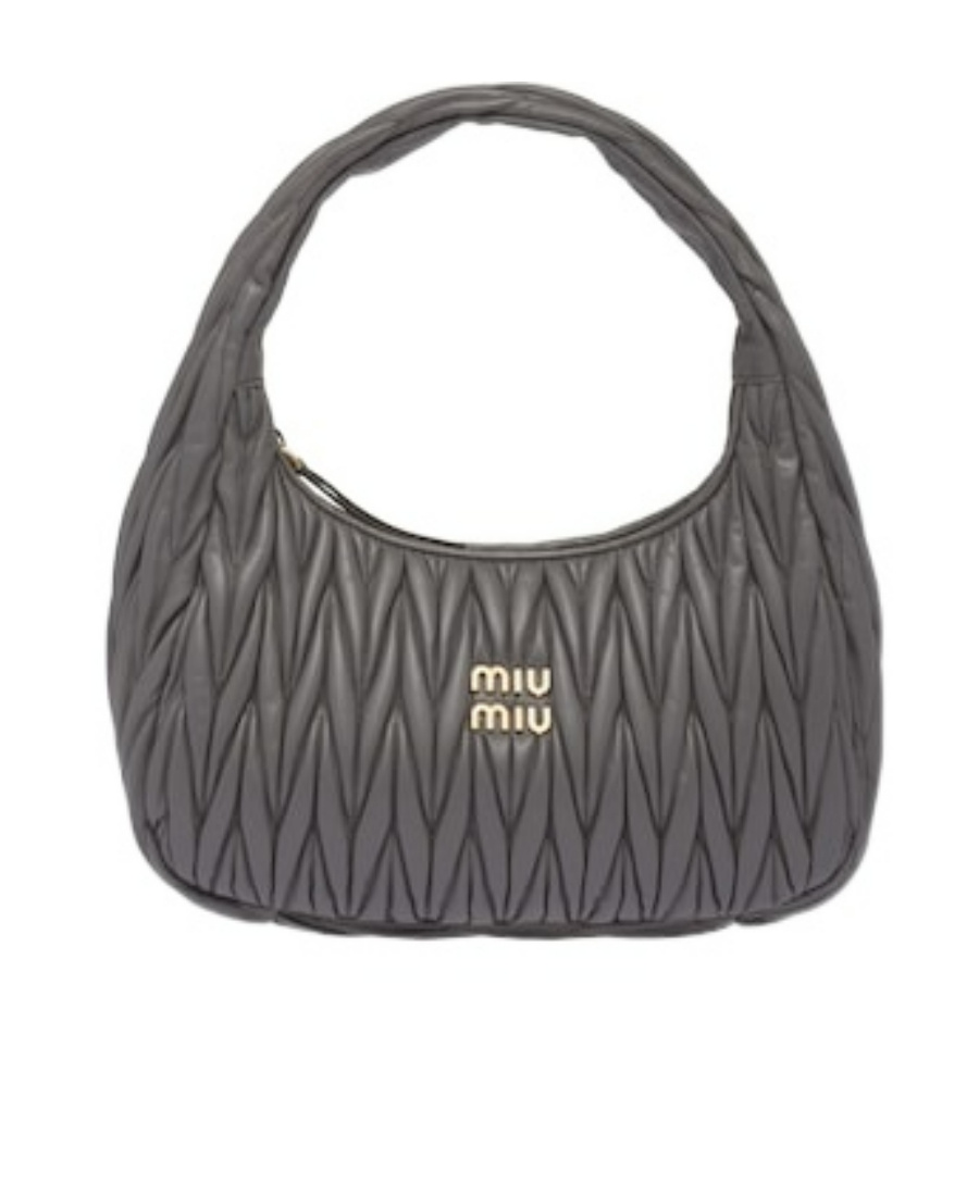 Miu Miu Wander Matelassé Nappa Leather Hobo Bag In Gray