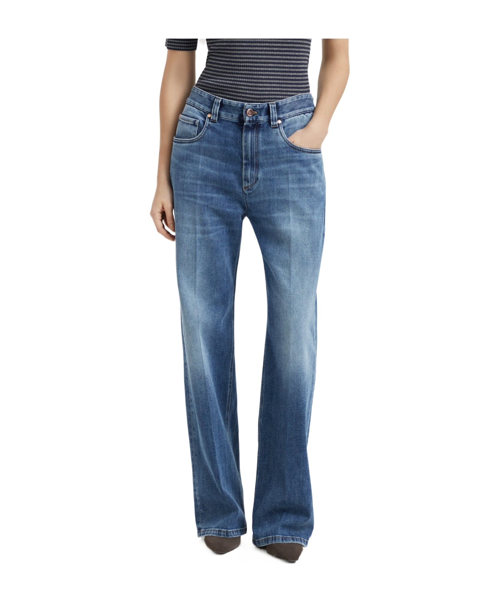 Brunello Cucinelli Multi-pocket Denim Trousers In Blue