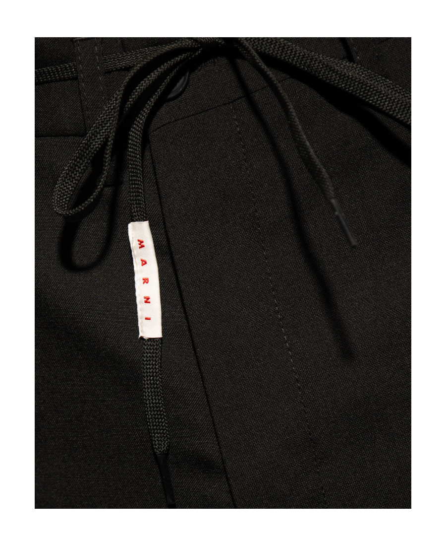 Marni Satin-stripe Trim Trousers In Black
