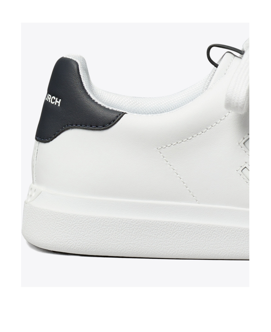 Tory Burch Double T Howell Leather Sneakers In White