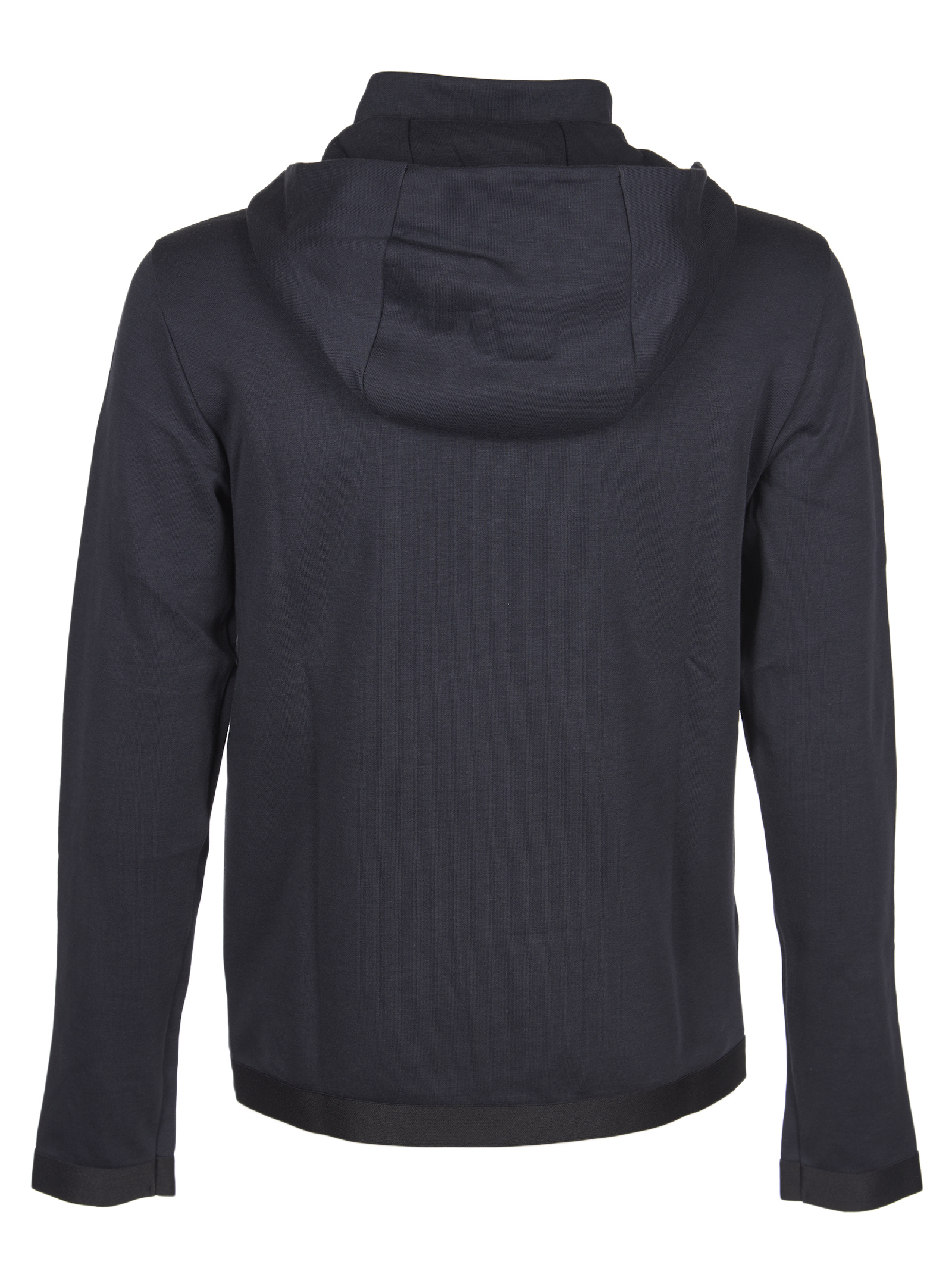 Ea7 Front Zipper With Hat Casual Jacket In Black