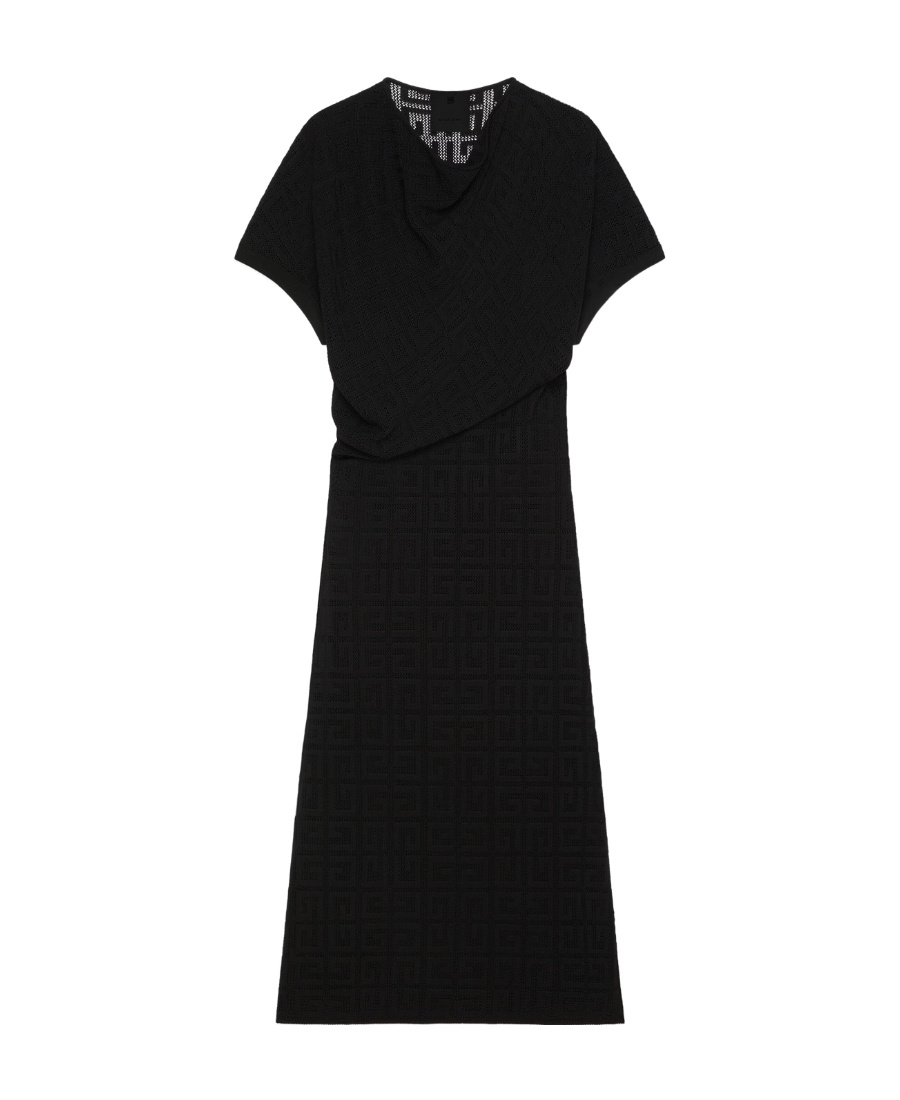 Givenchy Draped Dress In 4g Jacquard In Black
