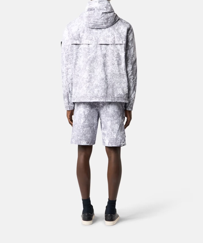 Stone Island Hooded Jacket With All-over Motif And Anti-dгор In Pearl Grey