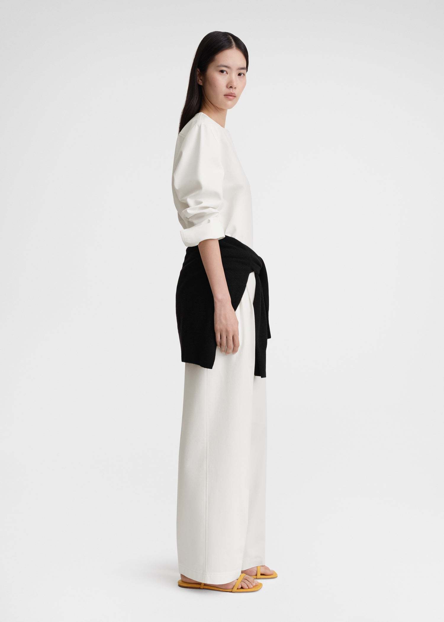 Totême Collarless Shirt In White