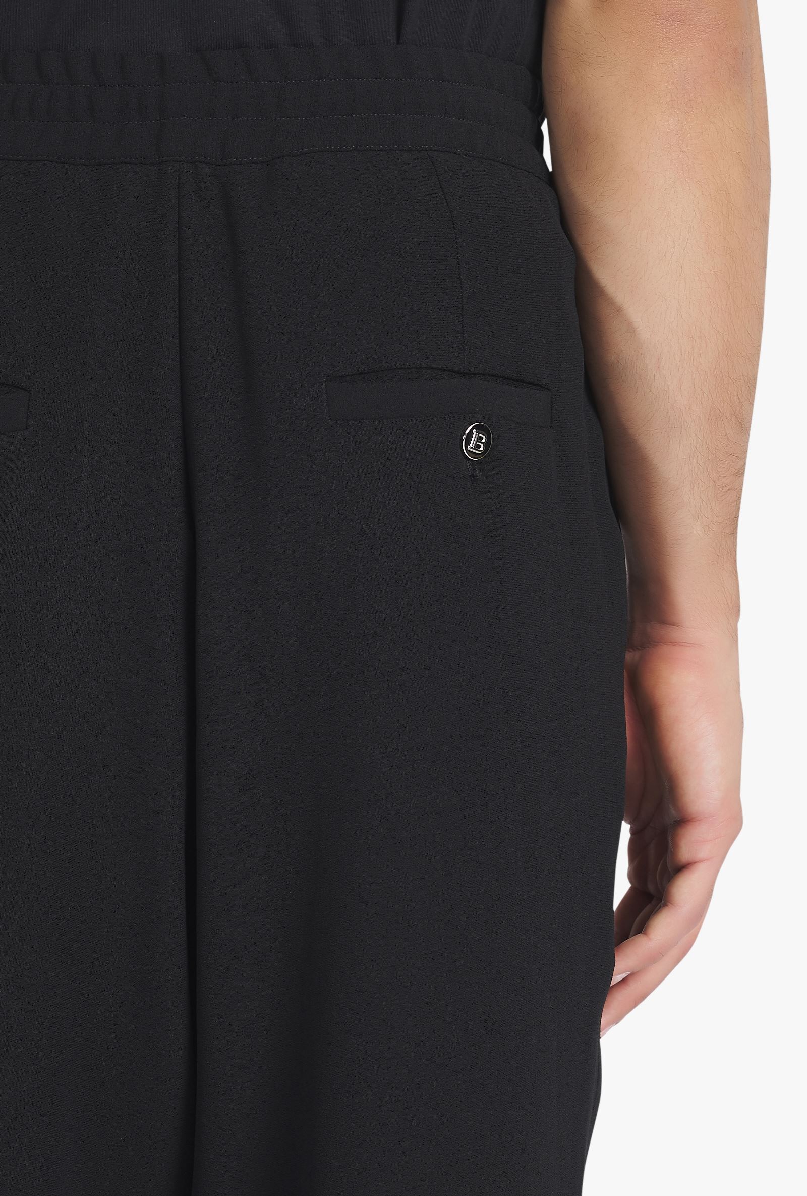 Balmain Timeless Embossed-button Drawstring-waist Trousers. In Black