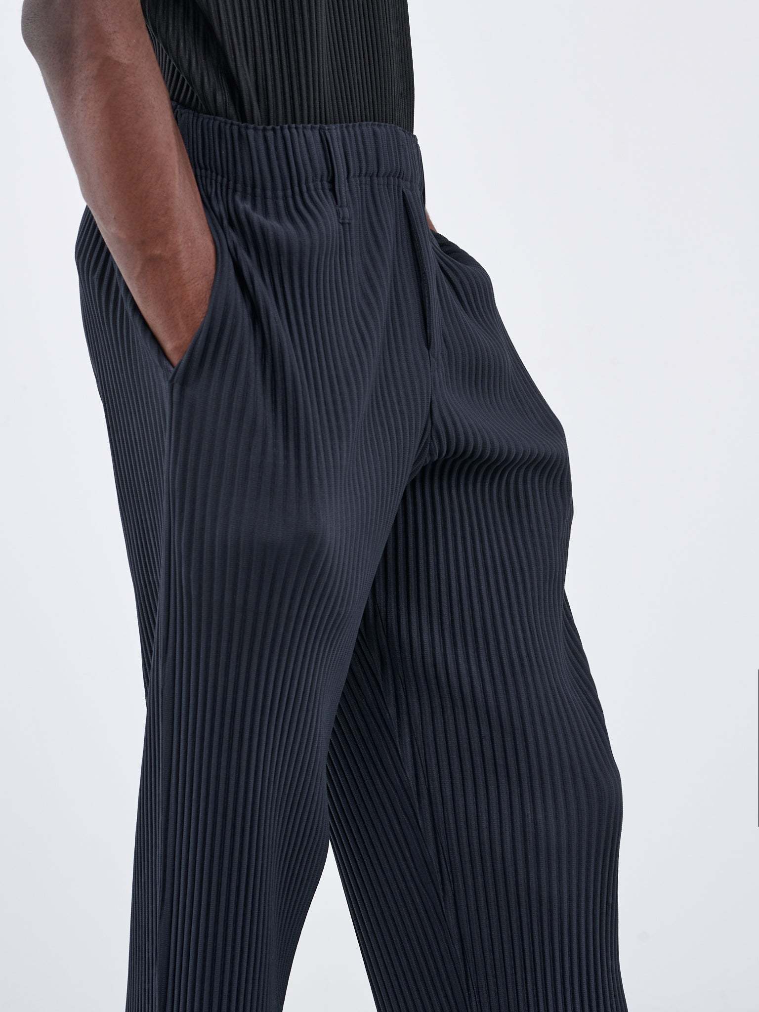 Shop Issey Miyake Straight-leg Pleated Trousers In Black