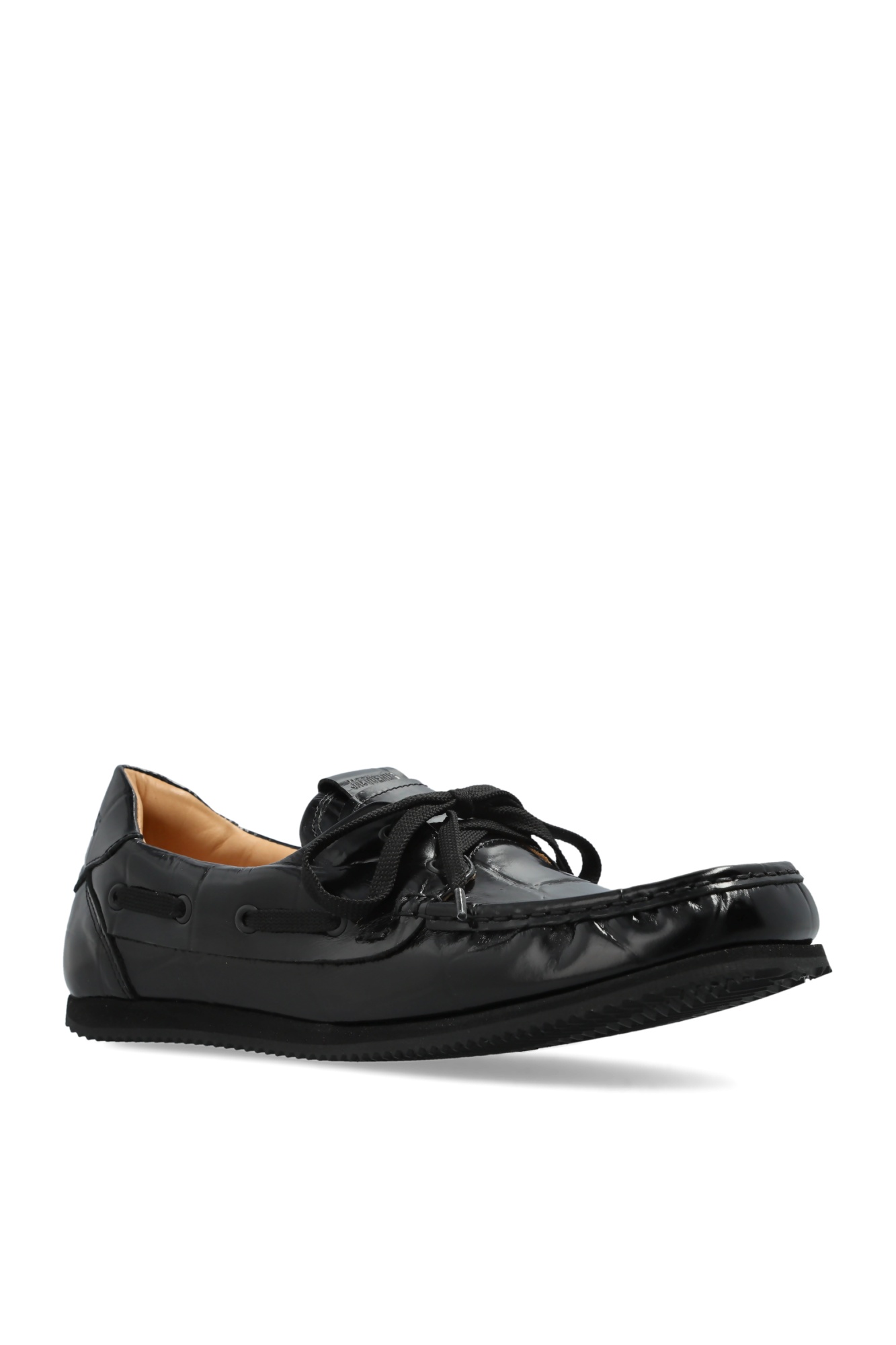 Jacquemus Batto Loafers Croco Embossed Leather Glossy In Black