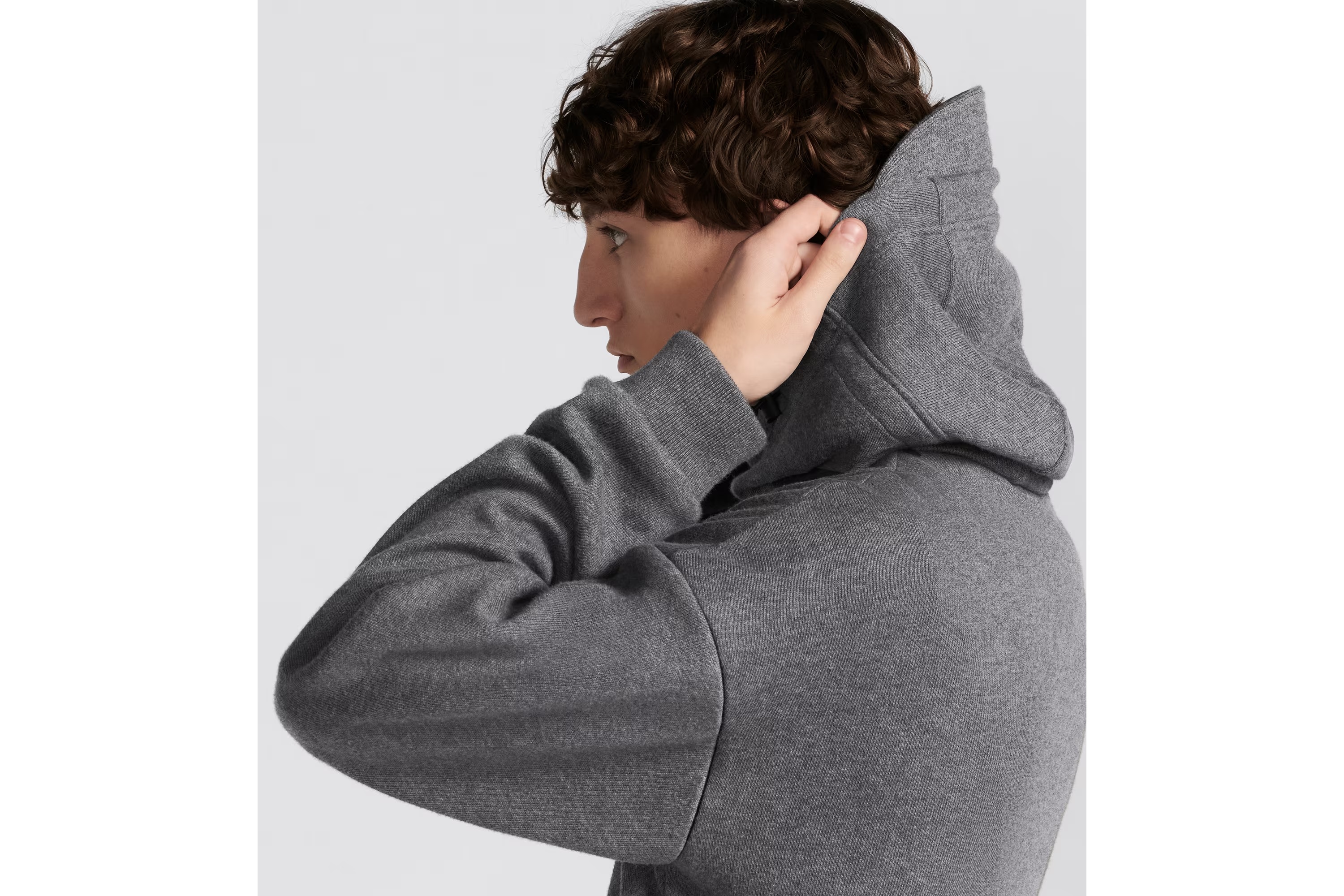 Dior Hooded Hoodie With Large Profile In Gray
