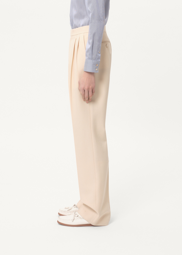 Valentino Wool Gabardine Trousers With Turn-ups