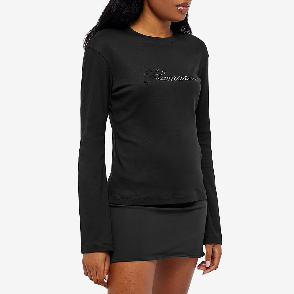 Shop Blumarine Logo Embellished Long-sleeved Top In Black