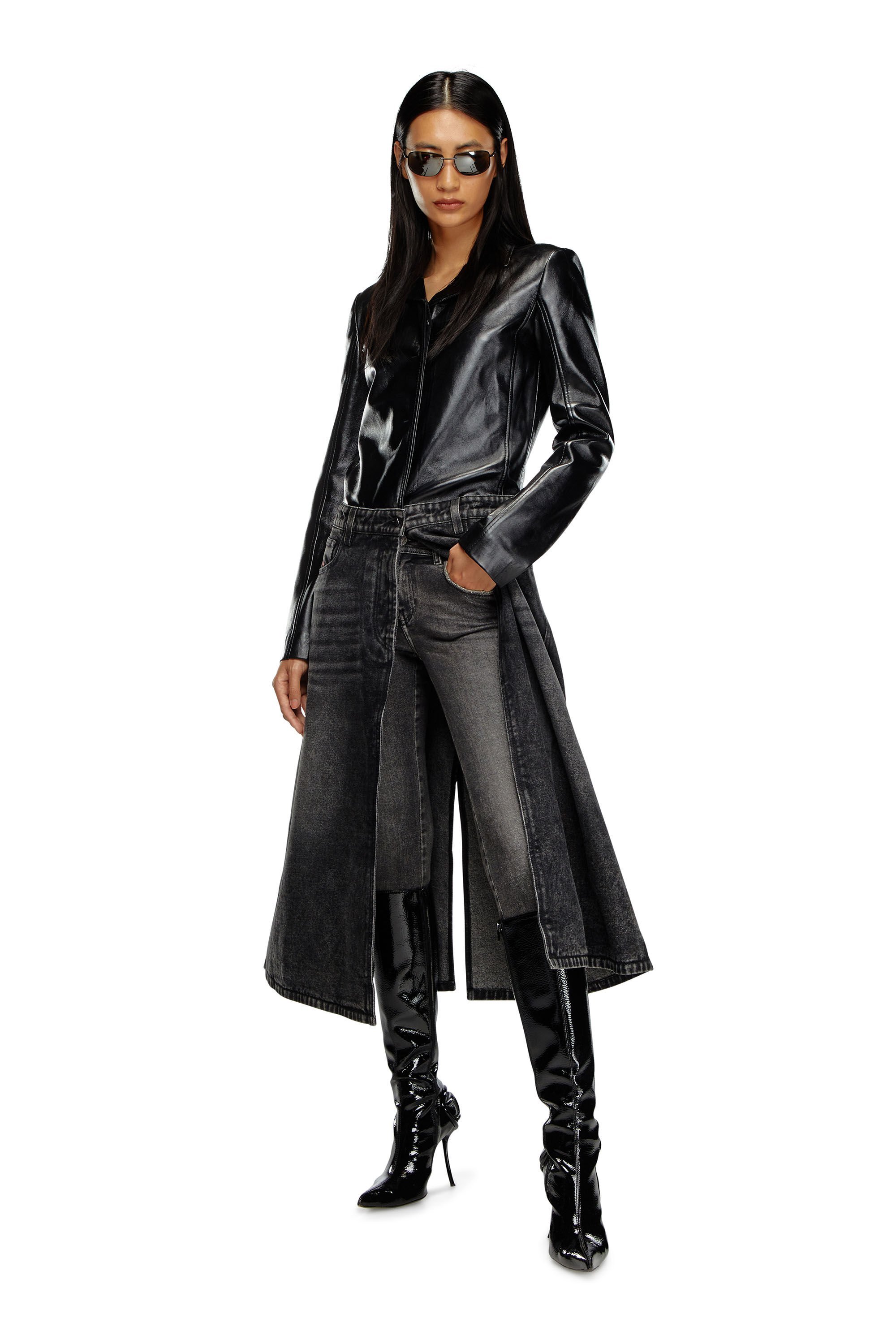Diesel L-ory Hybrid Coat In Black