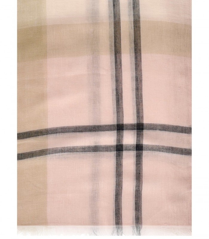 Barbour Checkered Fringed Scarf In Nude