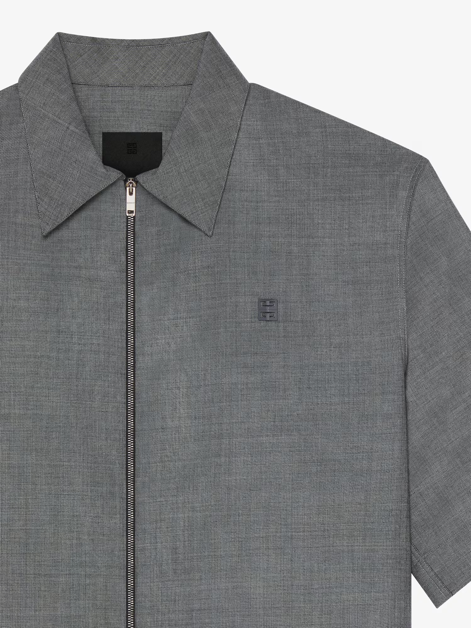 Givenchy Zipped Shirt In Wool With 4g Detail In Gray