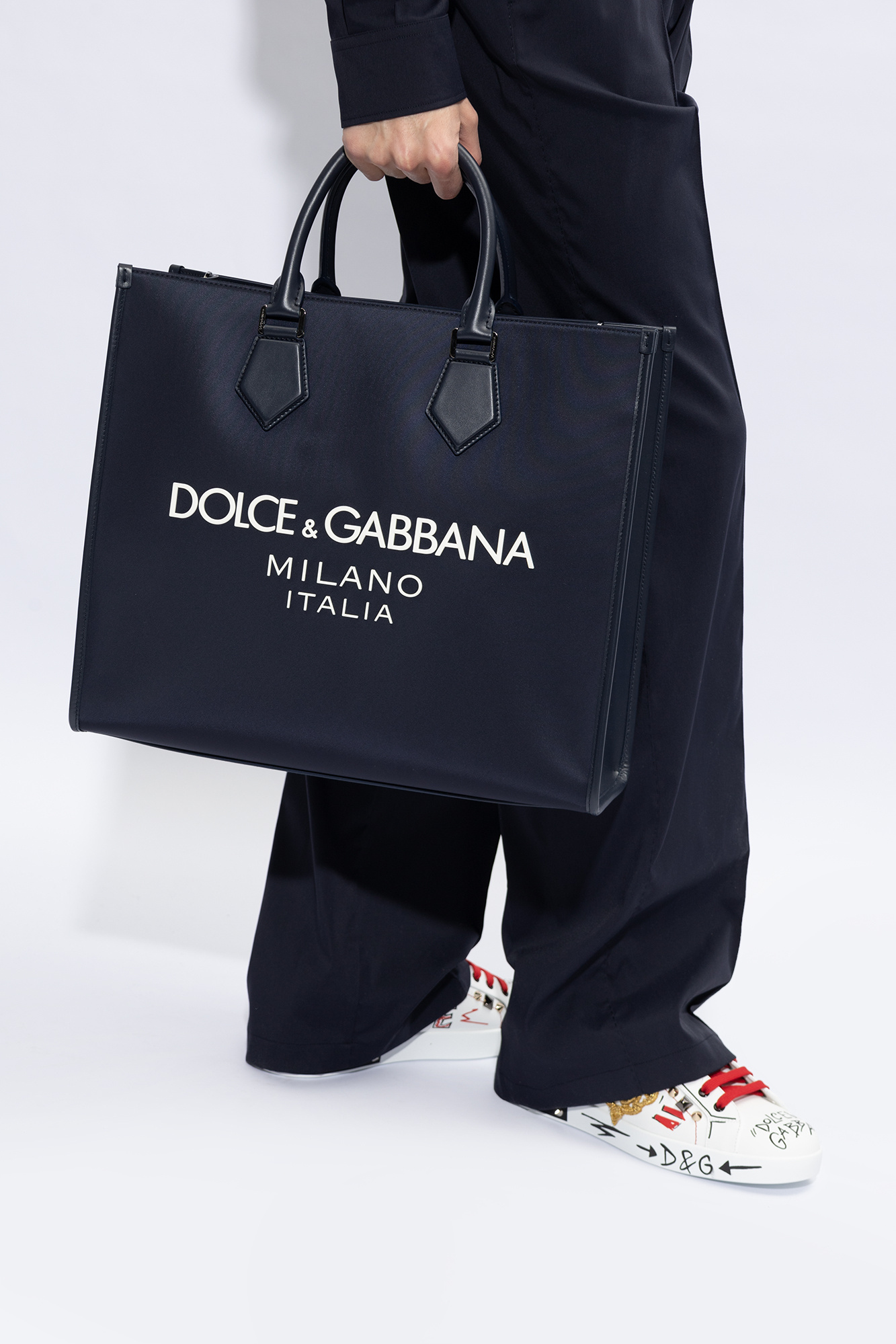 Dolce & Gabbana Large Coated Logo Tote Bag In Black