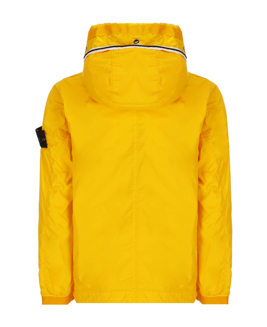 Stone Island Logo-patch Zip-up Hooded Jacket In Yellow