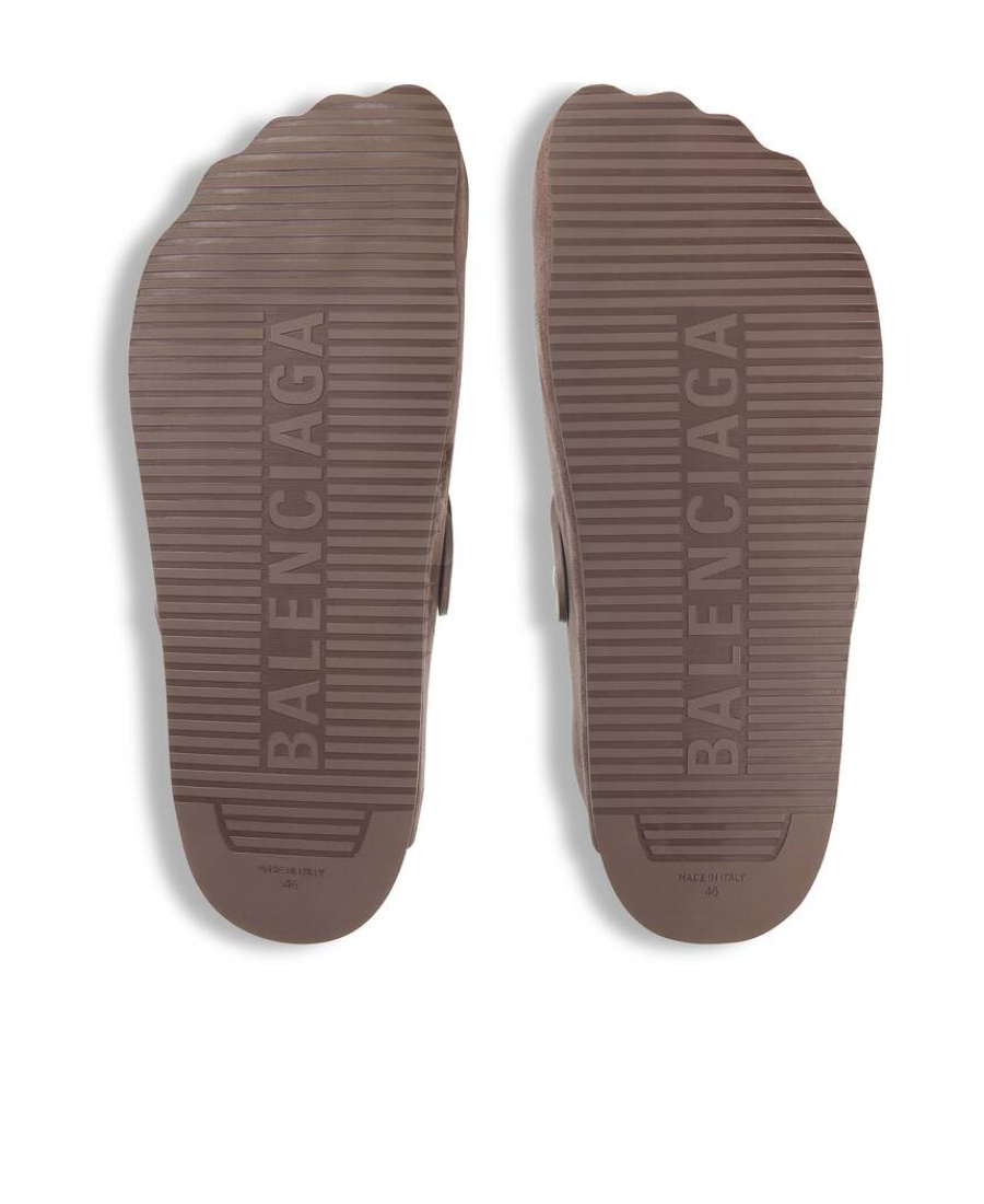 Balenciaga Sunday Suede Buckle Easy Mules In Brown