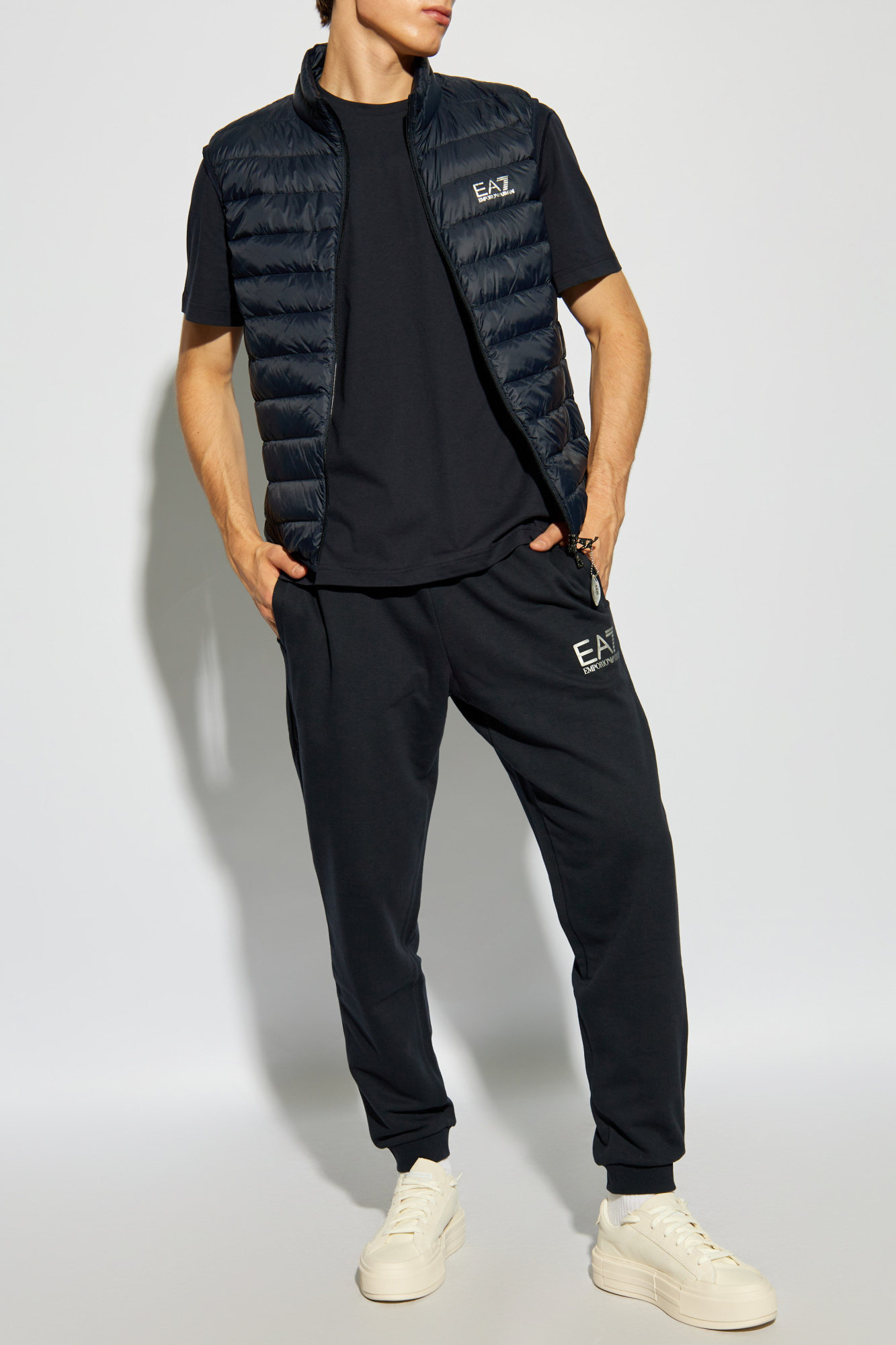 Ea7 Logo Down Vest In Black