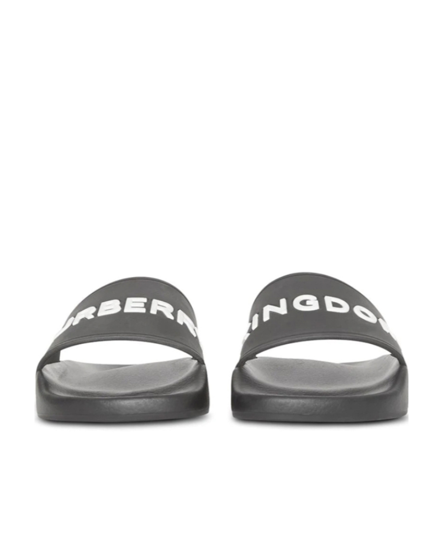 Shop Burberry Kingdom Print Slides In Gray