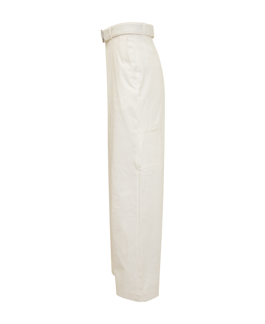 Jil Sander Belted-waist Wide-leg Pants In White