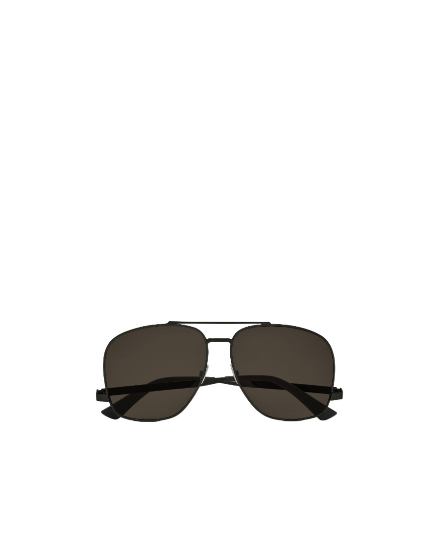 Saint Laurent Logo-engraved Square-frame Sunglasses In Brown