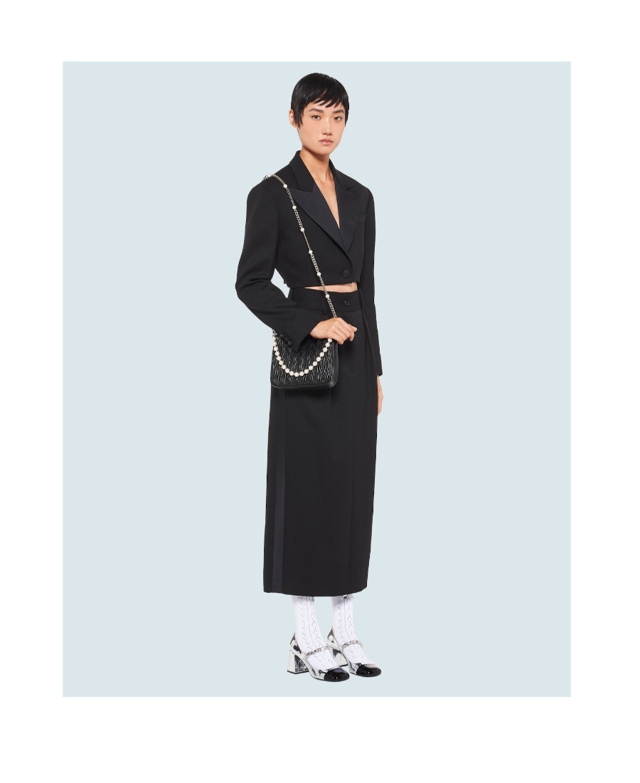 Miu Miu Cropped Grain De Poudre Jacket In Black