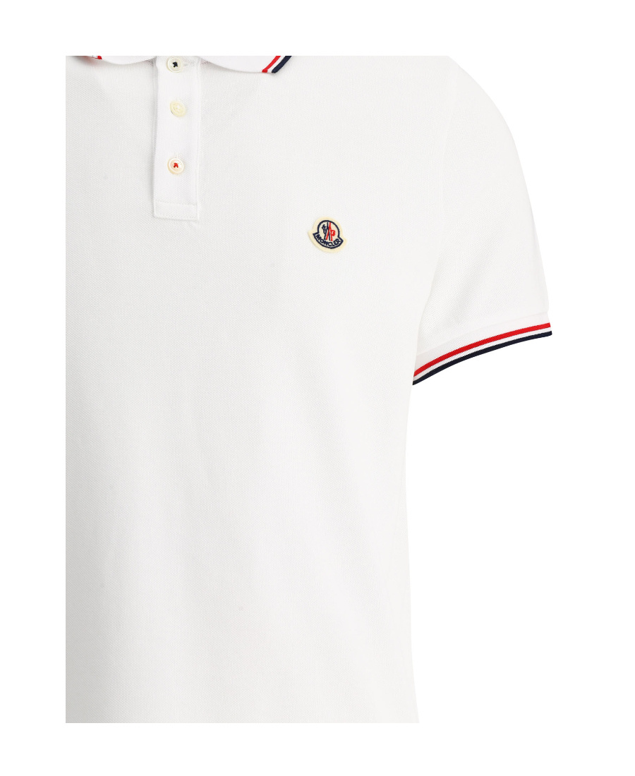 Moncler Cotton Polo Shirt With Logo In White