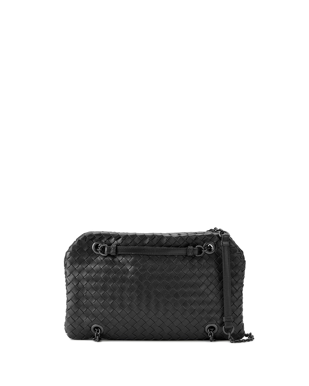 Bottega Veneta Woven Pattern Chain Handbag In Black
