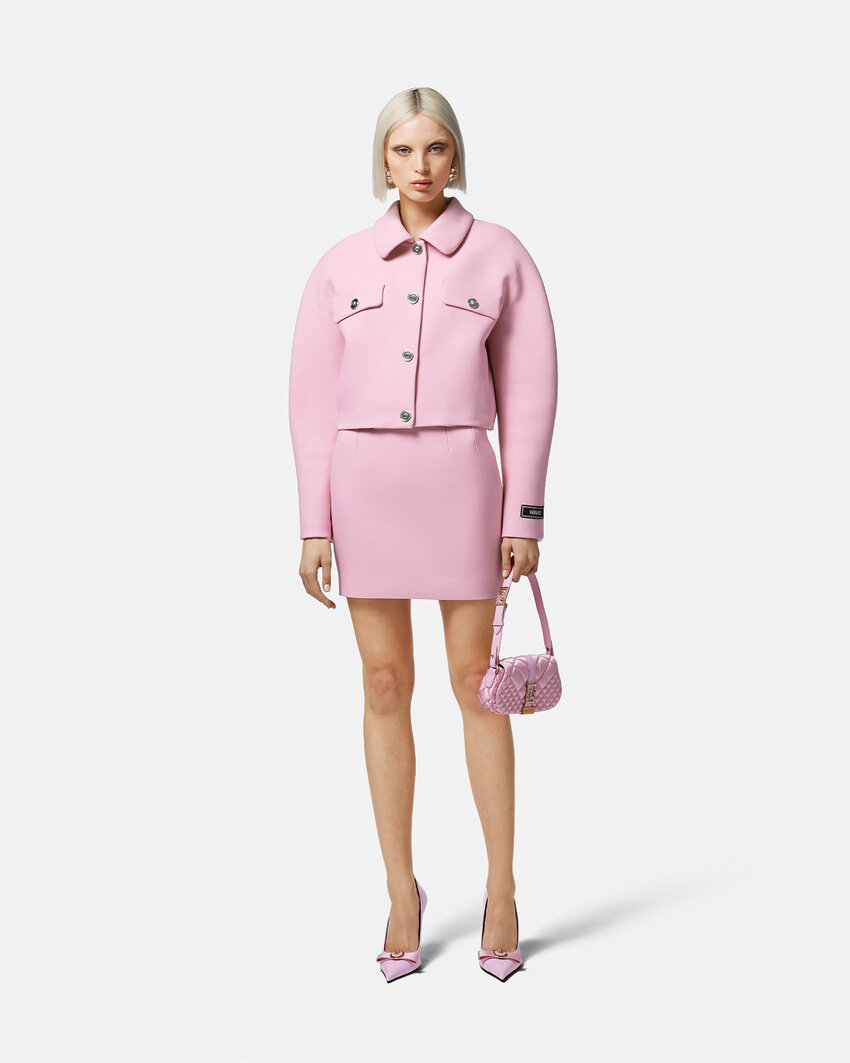 Versace Pleated Zipper Skirt In Pink