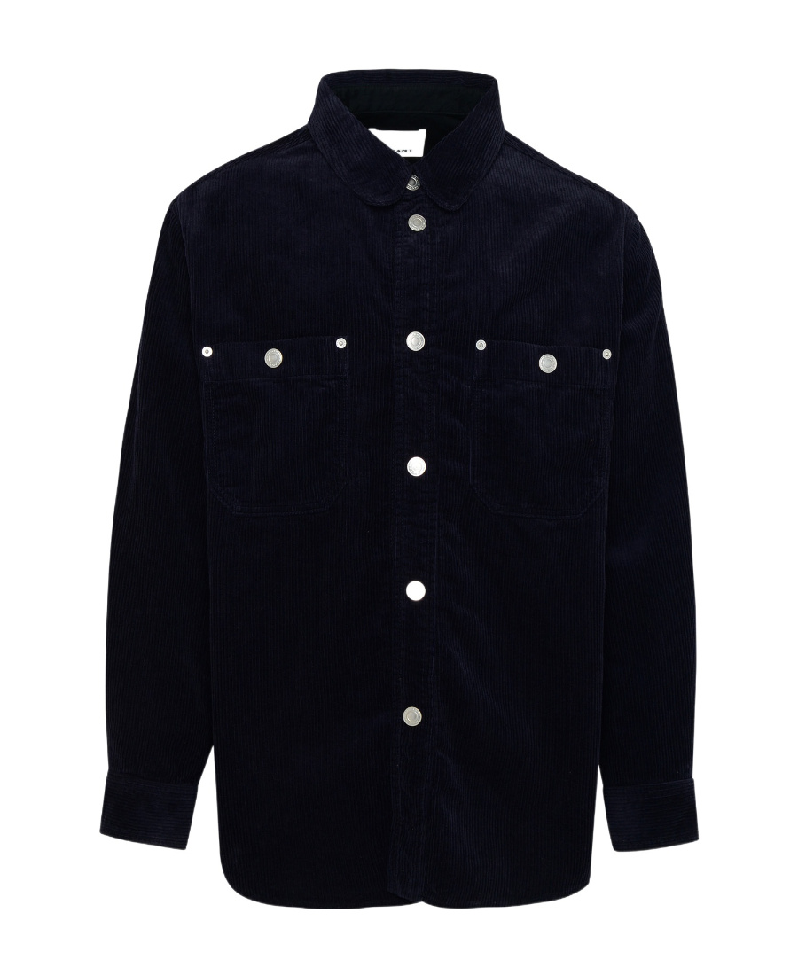 Isabel Marant 'ritchie' Midnight Blue Cotton Blend Shirt Man In Blue