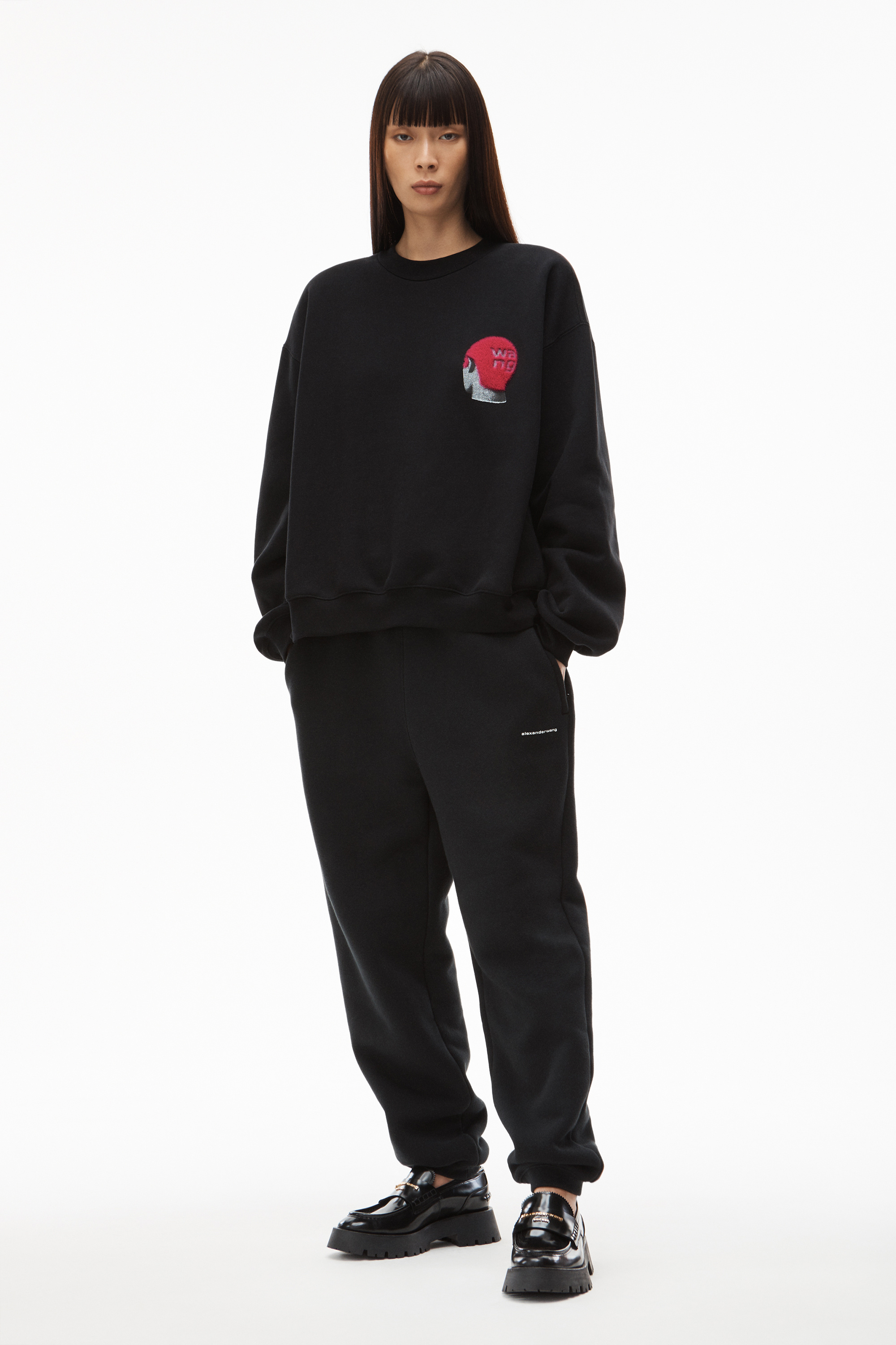Alexander Wang Buzz-cut Logo Sweatshirt In Black