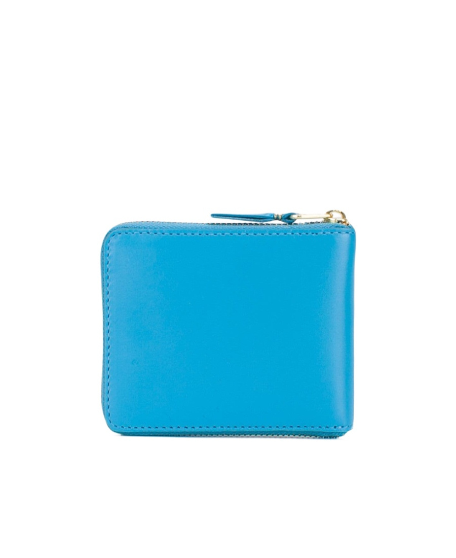 Comme Des Garçons Leather Zip Wallet In Blue
