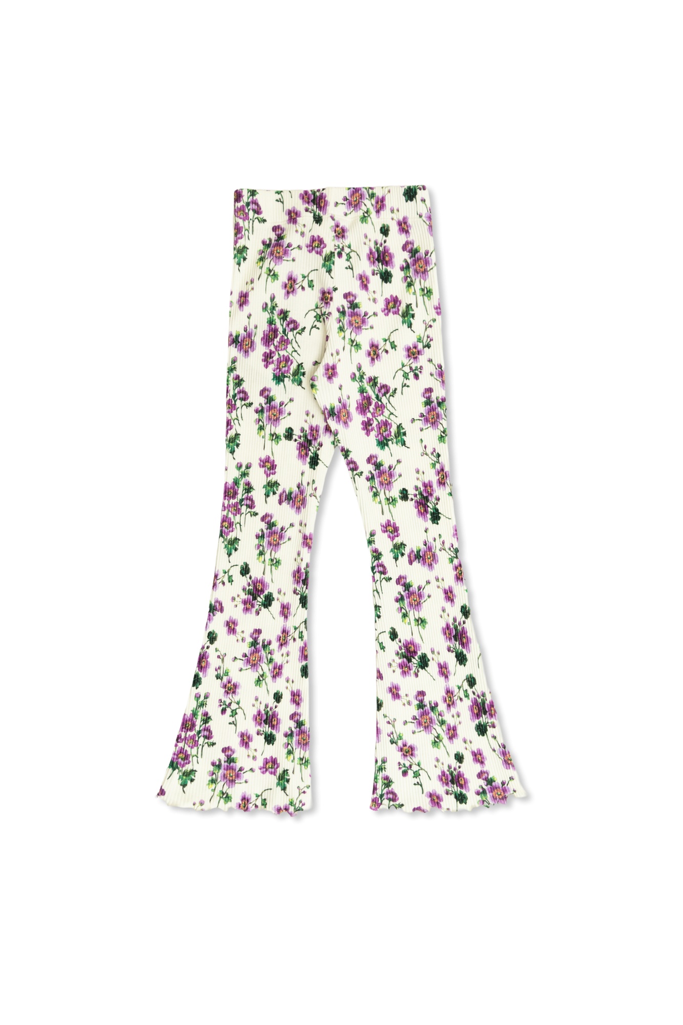 Dolce & Gabbana Floral-print Ribbed Trousers In Multi
