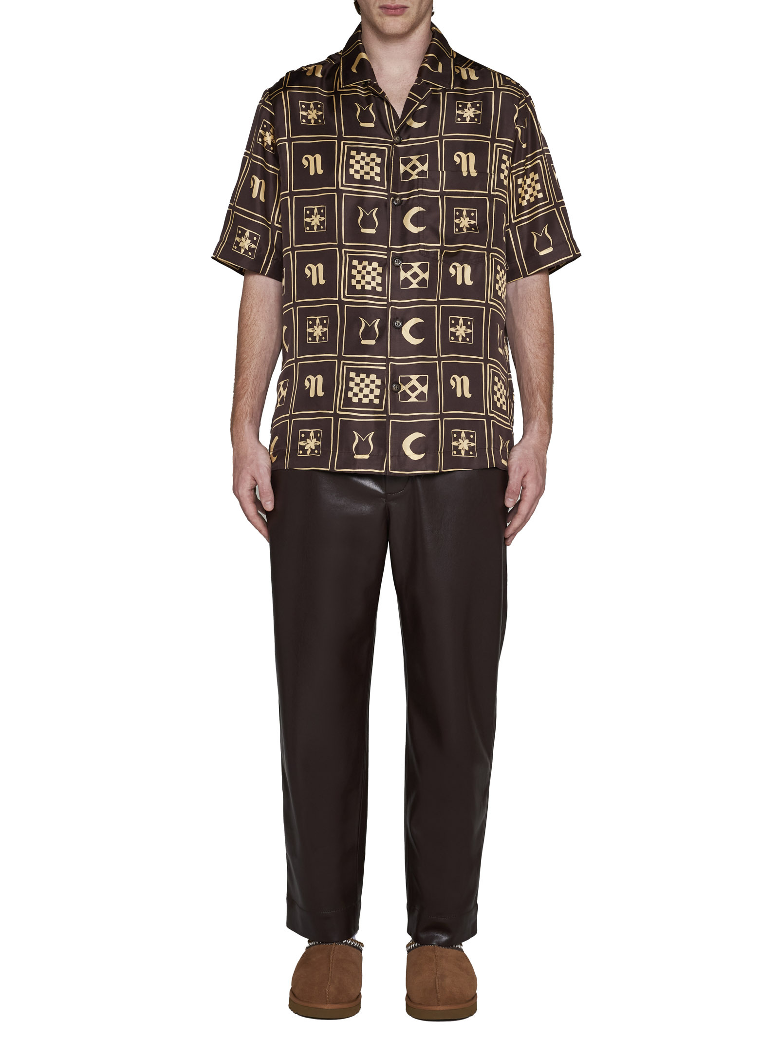 Nanushka Graphic-print Silk Shirt In Brown