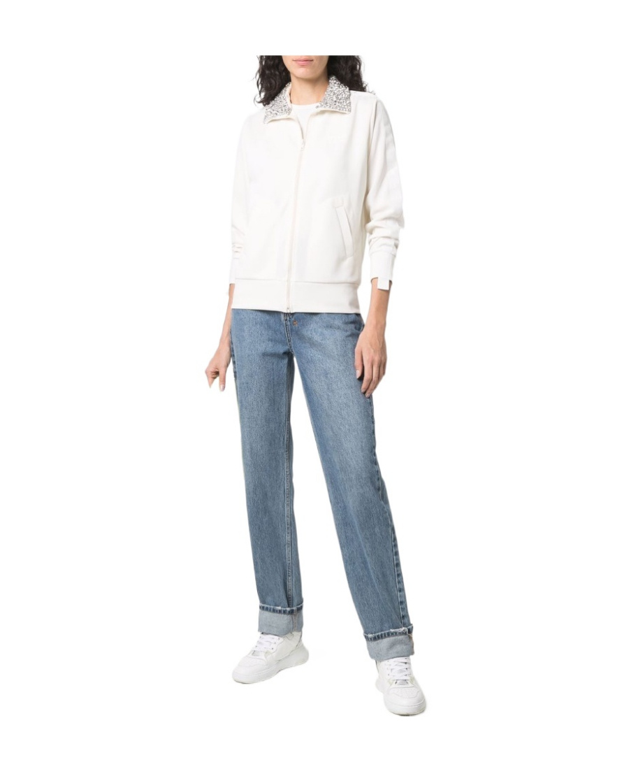 Golden Goose Crystal-embellished Zipped Sweatshirt In White