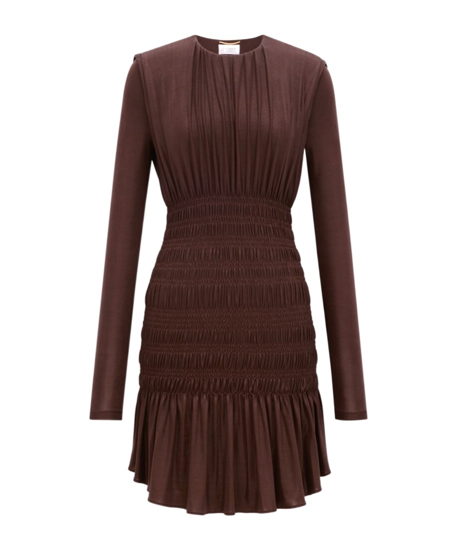 Saint Laurent Pleated Dress In Red