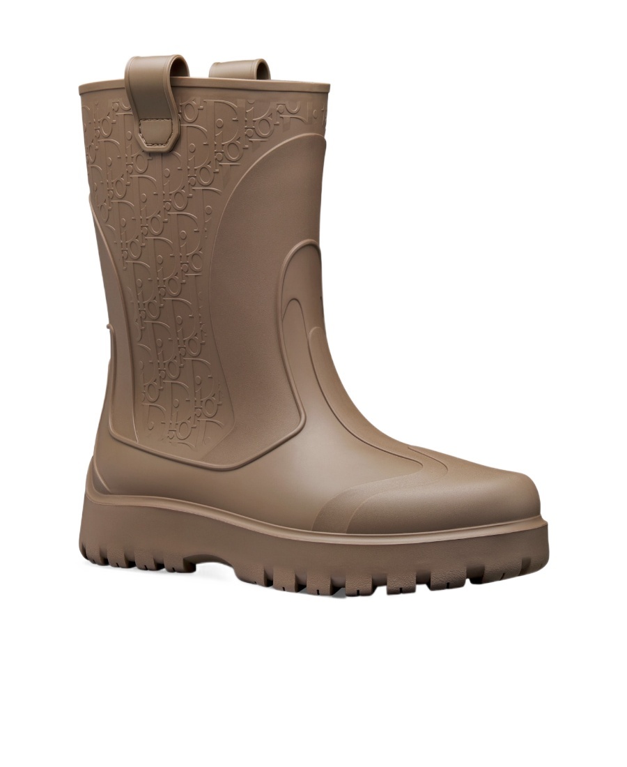 Dior Garden Logo Rain Boots In Brown